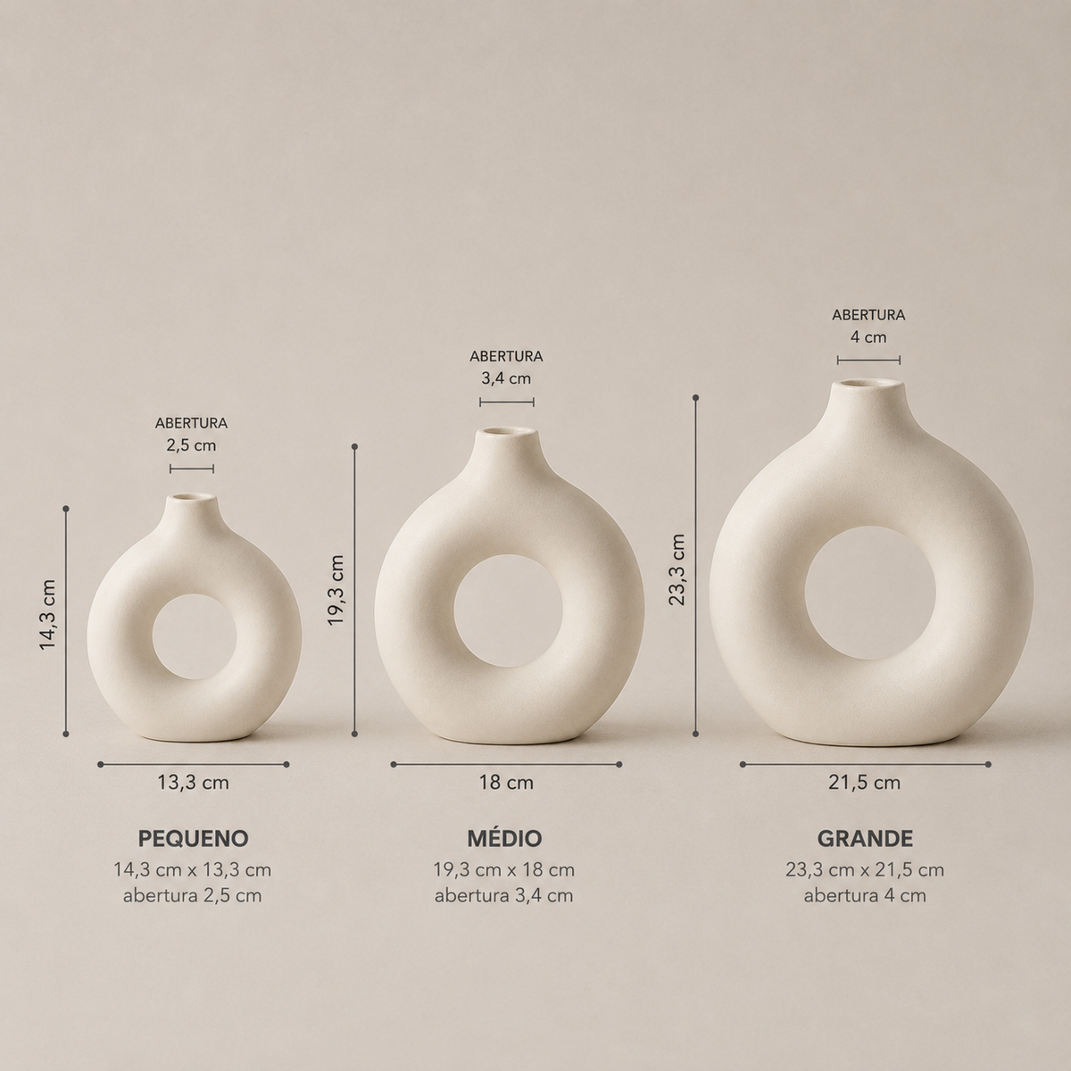 Vaso Escultural Orbe em Cerâmica - Branco Marfim