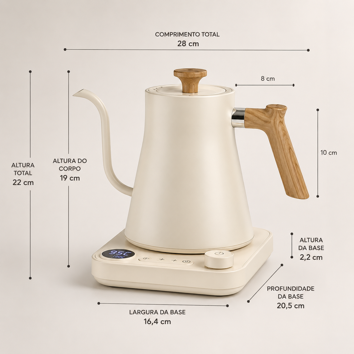 Chaleira Elétrica De Precisão Com Bico Gooseneck 110V - Ivory