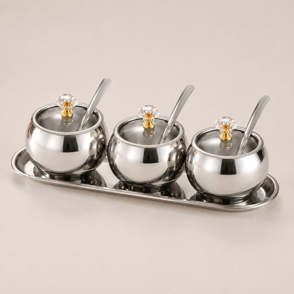 Porta-Temperos Em Aço Inox Com Colher