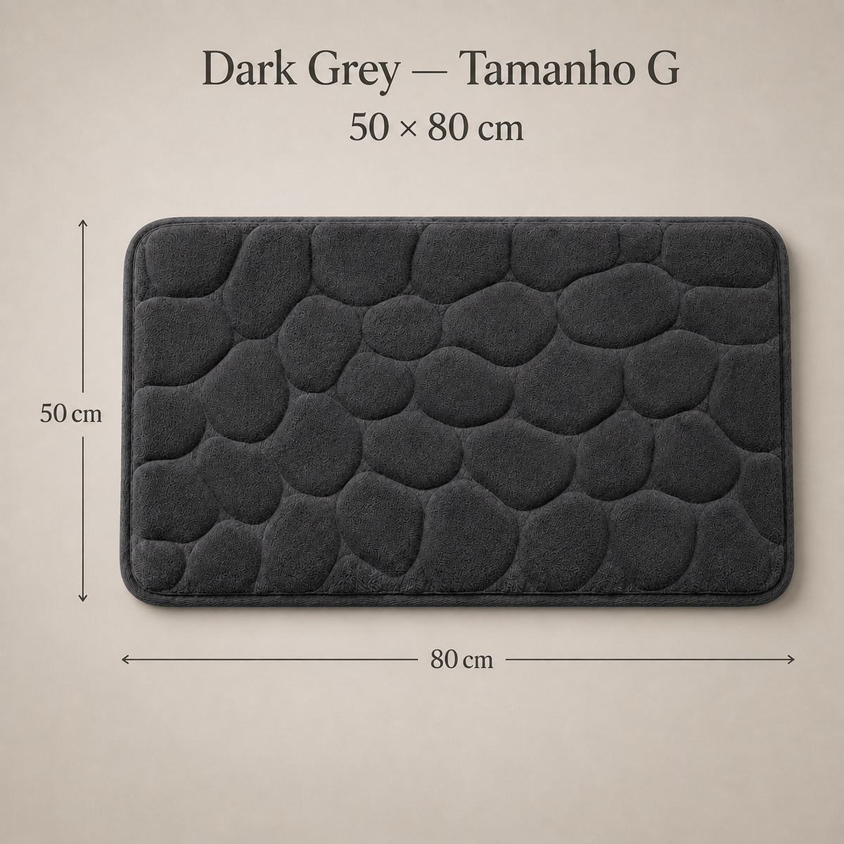 Tapete De Banho Com Relevo De Pedras - Dark Grey