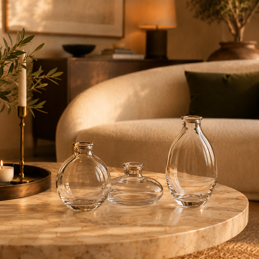 Conjunto de Mini Vasos Decorativos em Vidro - Transparente