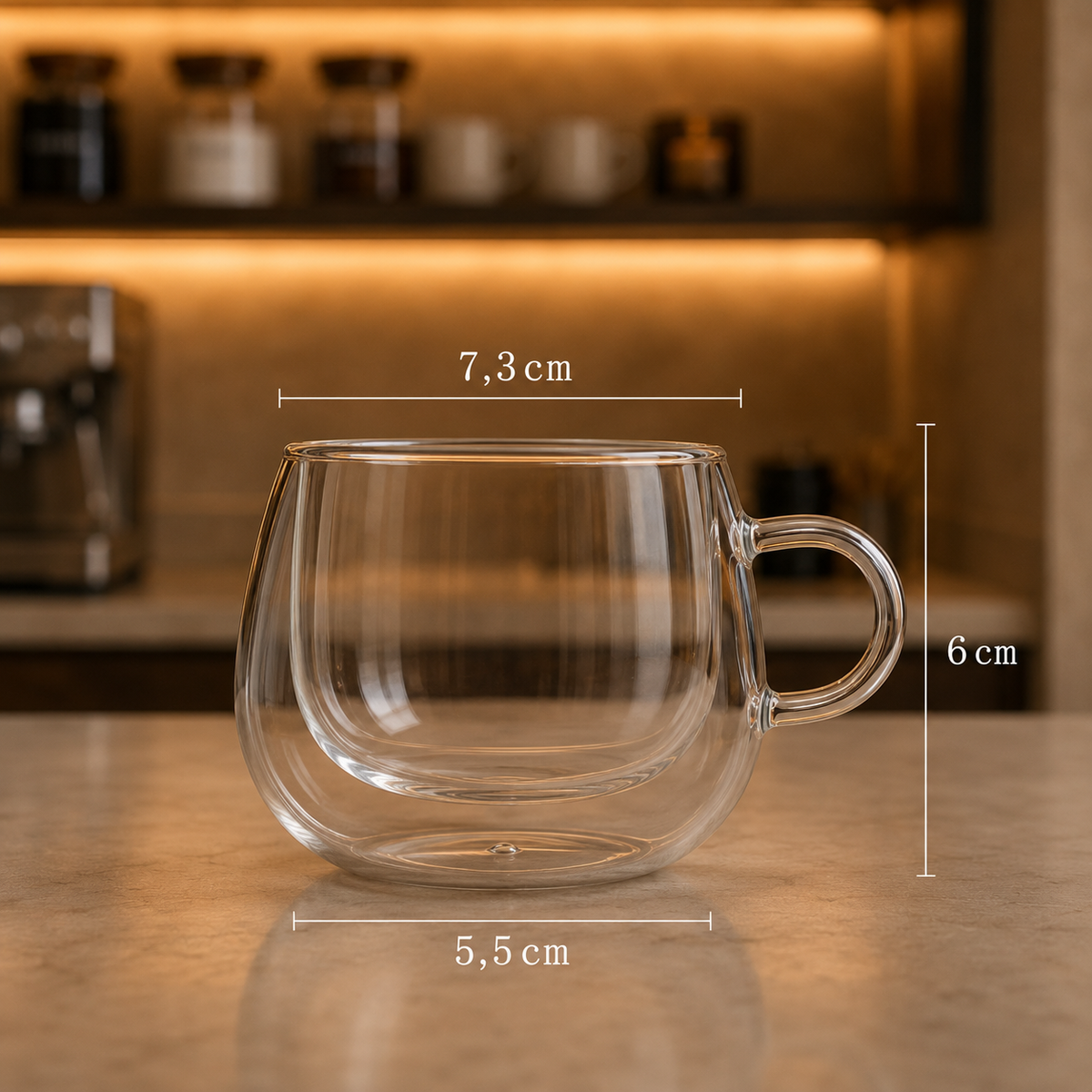 Caneca de Vidro - Parede Dupla Compacta - 150 ml