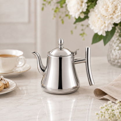 Chaleira De Chá Em Aço Inox 304 Com Infusor - Inox Polido