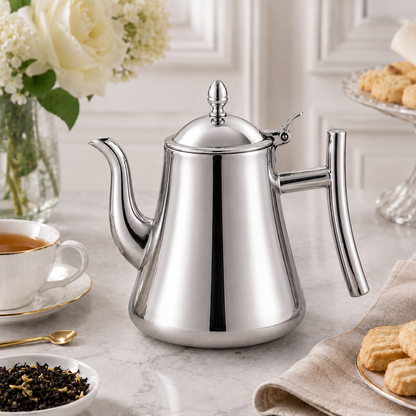 Chaleira De Chá Em Aço Inox 304 Com Infusor - Inox Polido