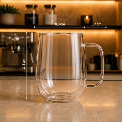 Caneca de Vidro - Parede Dupla Ampla - 350 ml