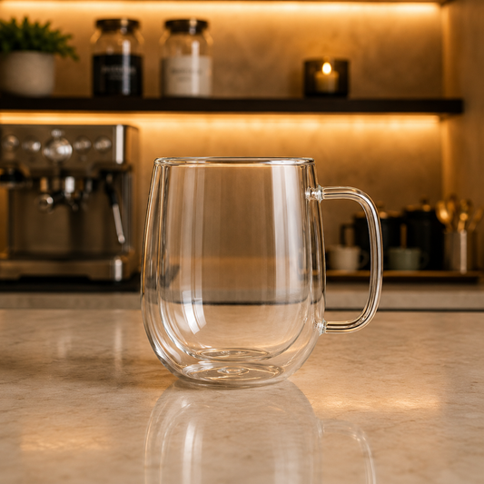 Caneca de Vidro - Parede Dupla Ampla - 350 ml