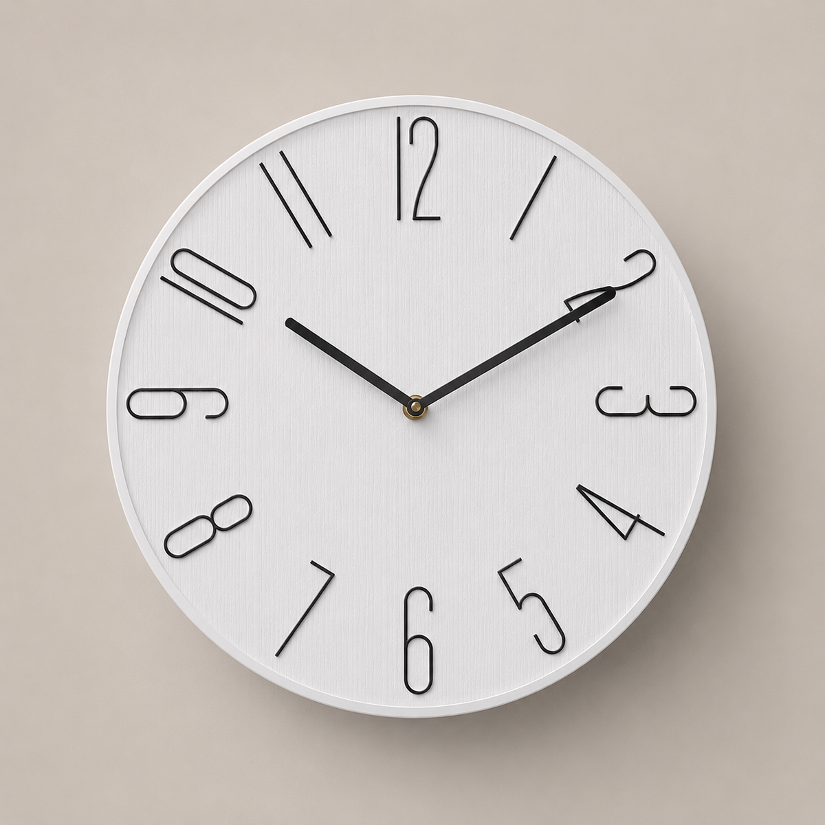 Relógio De Parede Minimalista Com Números Metálicos - Branco