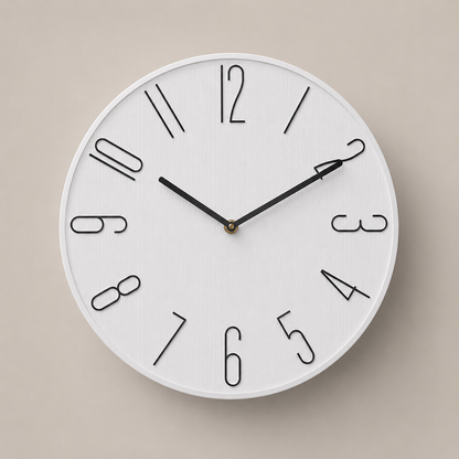 Relógio De Parede Minimalista Com Números Metálicos - Branco