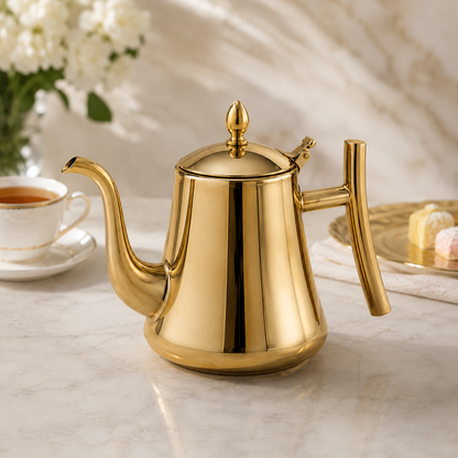 Chaleira De Chá Em Aço Inox 304 Com Infusor - Dourada