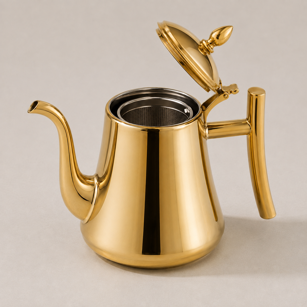 Chaleira De Chá Em Aço Inox 304 Com Infusor - Dourada