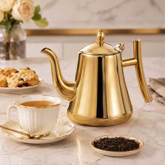 Chaleira De Chá Em Aço Inox 304 Com Infusor - Dourada
