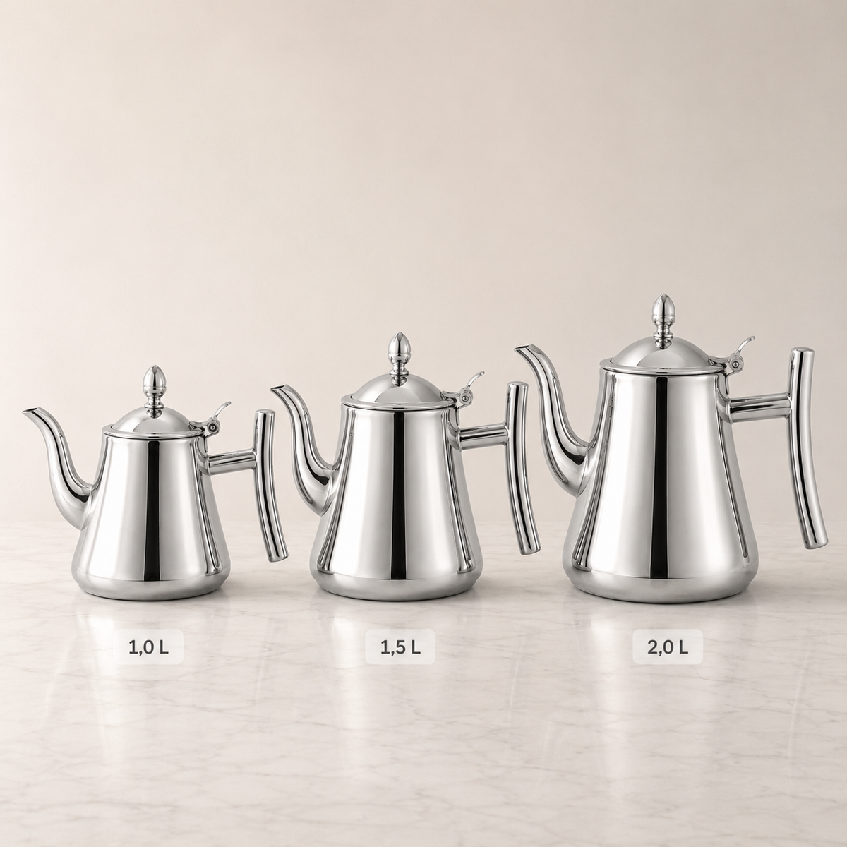Chaleira De Chá Em Aço Inox 304 Com Infusor - Inox Polido