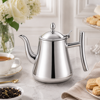 Chaleira De Chá Em Aço Inox 304 Com Infusor - Inox Polido