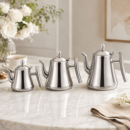 Chaleira De Chá Em Aço Inox 304 Com Infusor - Inox Polido