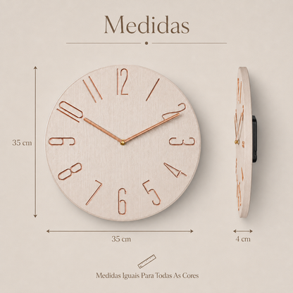 Relógio De Parede Minimalista Com Números Metálicos - Greige