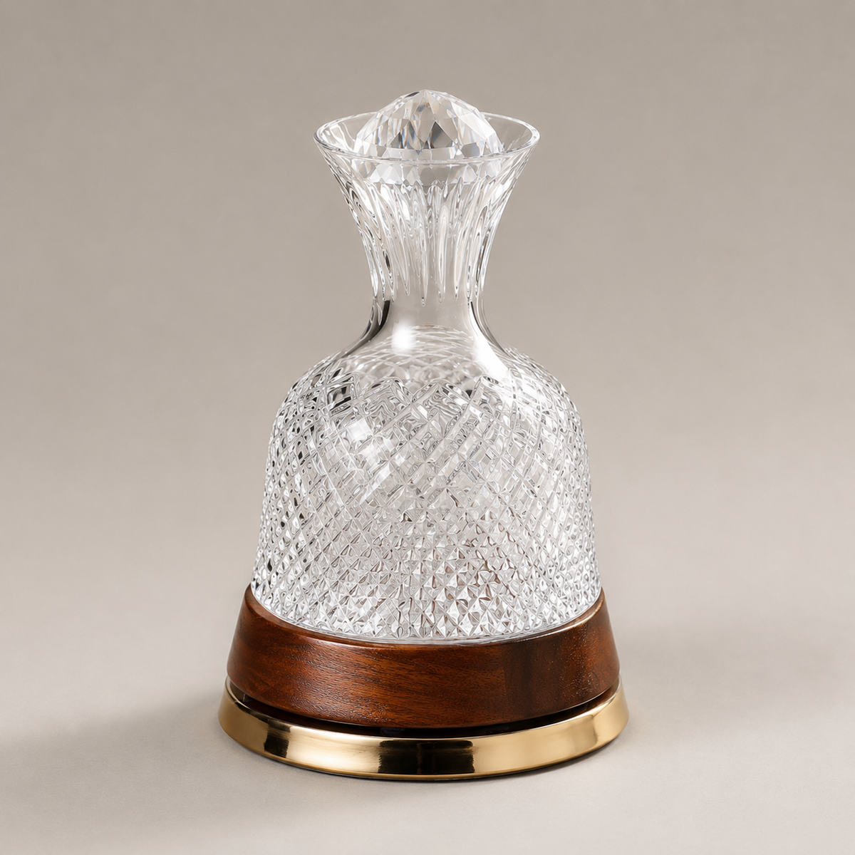 Decanter Giratório Bellagio Base Amadeirada Clara
