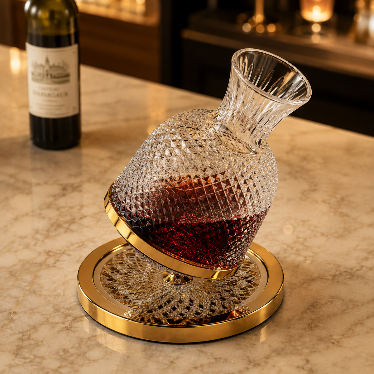 Decanter Giratório Vórtice 360° Vidro Texturizado