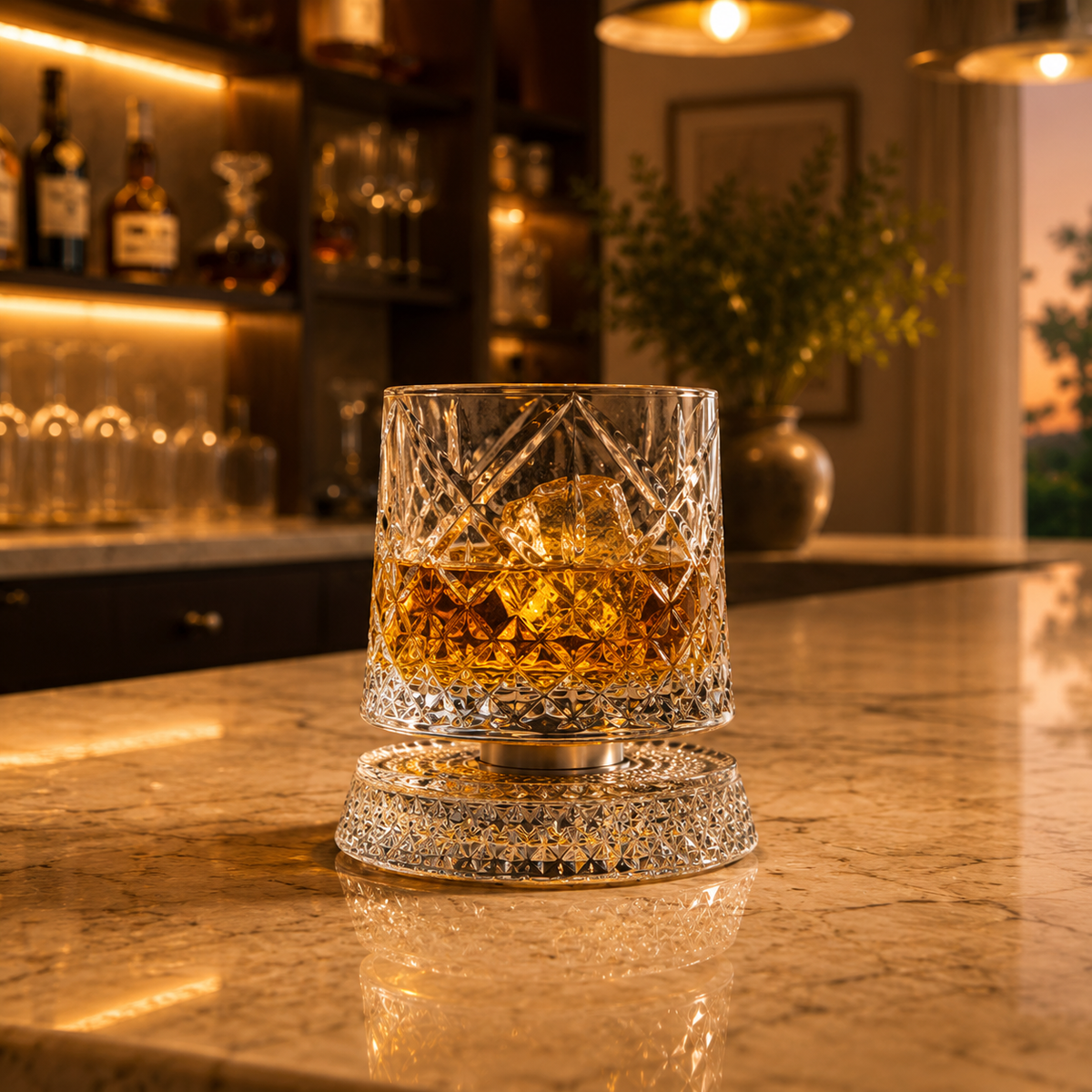 Copo Giratório de VidCopo Giratório de Vidro para Whisky Base 360°ro para Whisky Base 360°