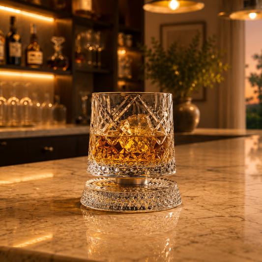 Copo Giratório de VidCopo Giratório de Vidro para Whisky Base 360°ro para Whisky Base 360°