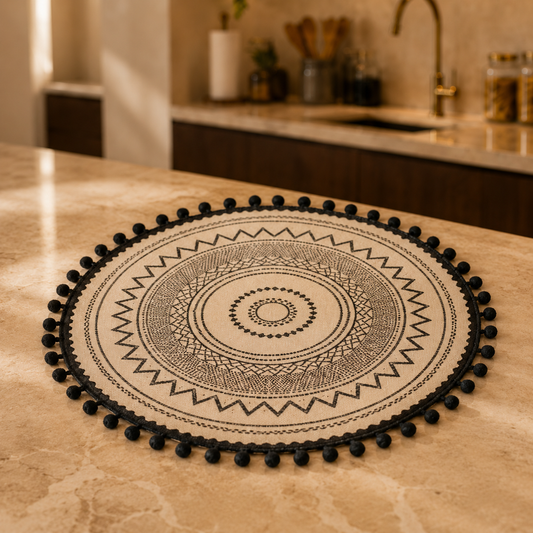 Sousplat Decorativo Mandala - Acabamento em Pompons
