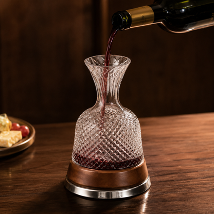 Decanter Giratório Bellagio - Base Amadeirada Clara