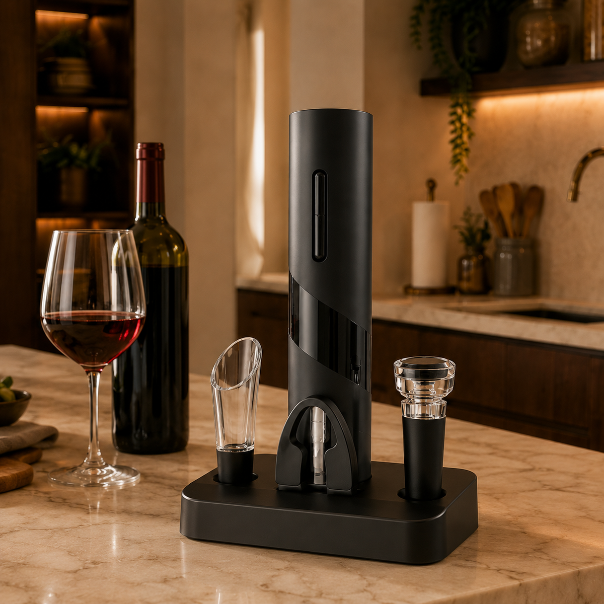 Kit Sommelier Elétrico Para Vinho Vittorio 3 Em 1