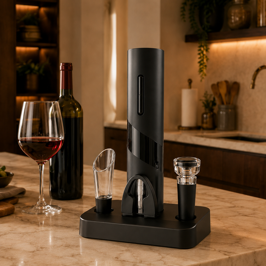 Kit Sommelier Elétrico Para Vinho Vittorio 4 Em 1 Com Base