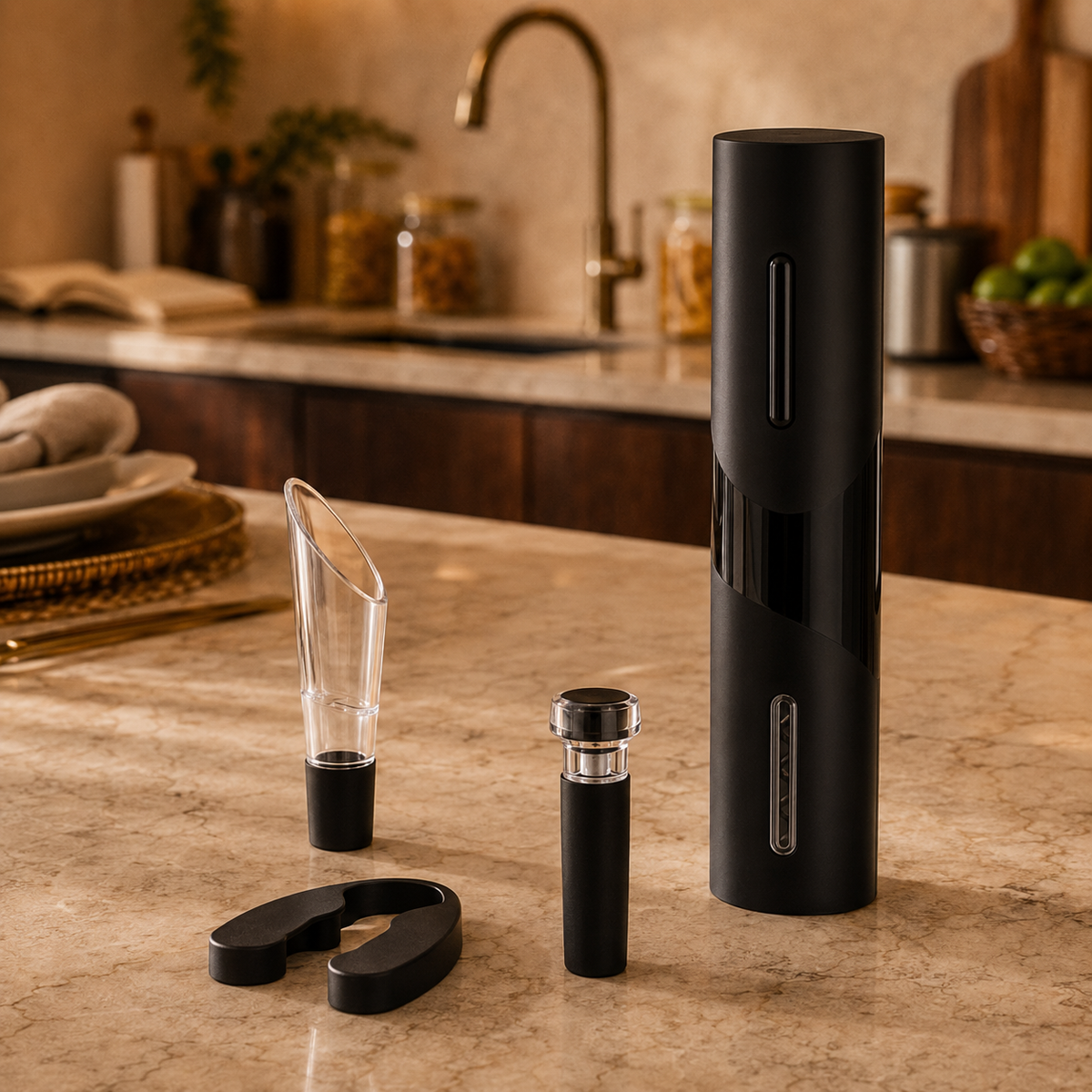 Kit Sommelier Elétrico Para Vinho Vittorio 3 Em 1