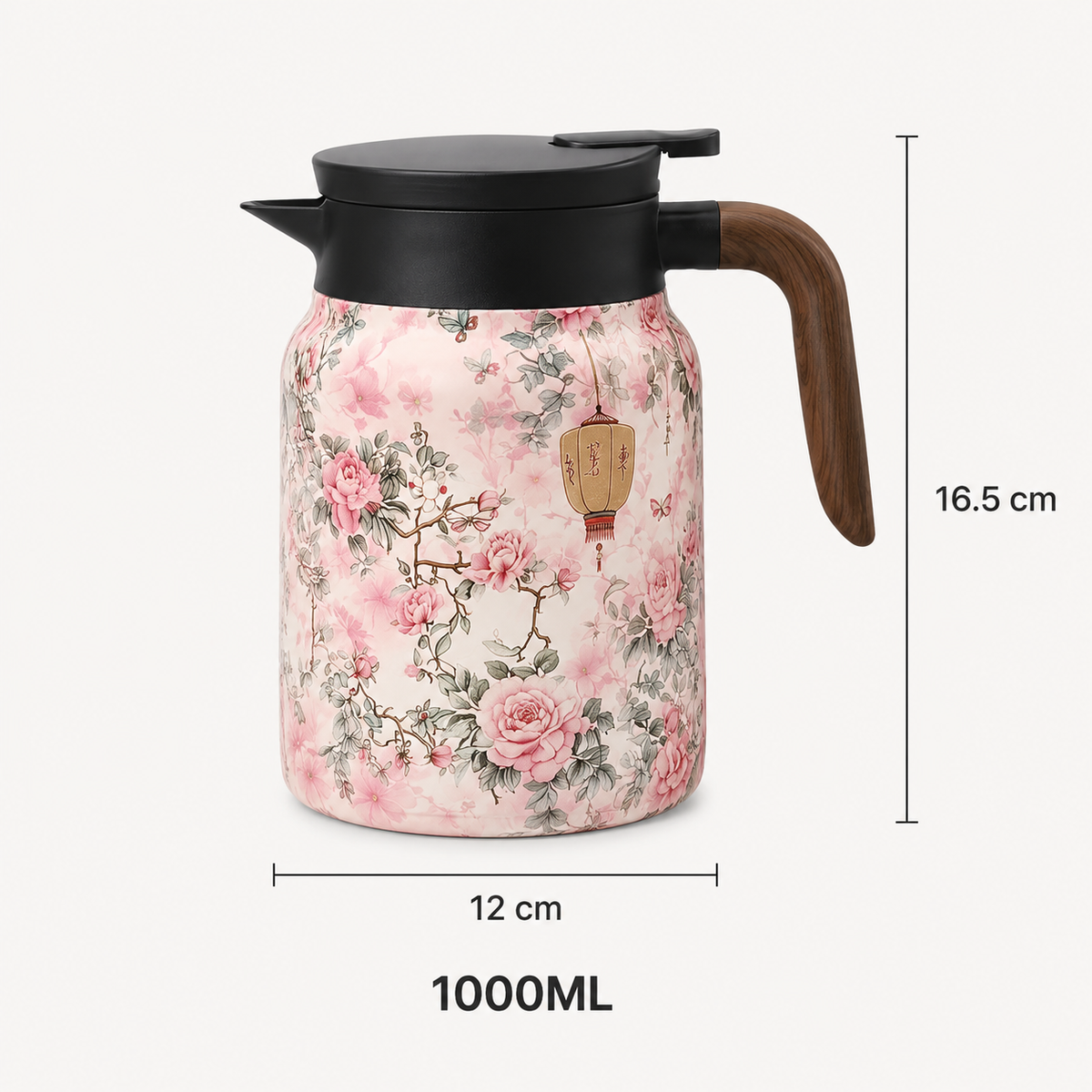 Garrafa Térmica Floral Fiora Rosa - Infusor 1 L