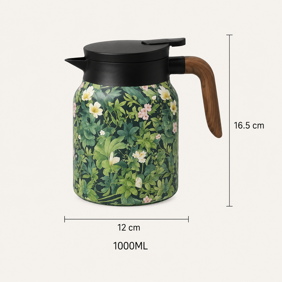 Garrafa Térmica Floral Fiora Verde - Infusor 1 L