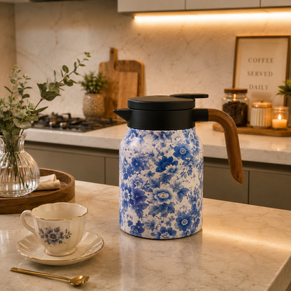 Garrafa Térmica Floral Fiora Azul Infusor 1 L