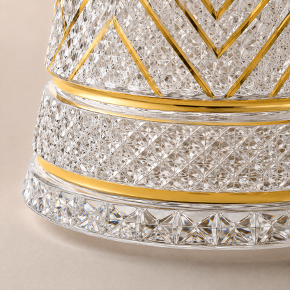 Decanter Giratório Cristallo - Lapidado Com Detalhes Dourados