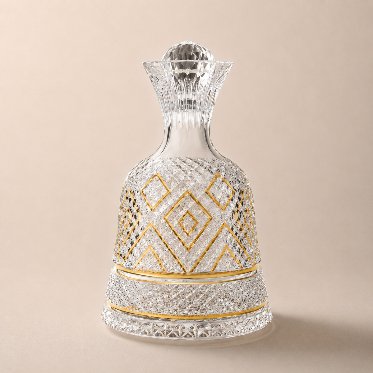 Decanter Giratório Cristallo - Lapidado Com Detalhes Dourados