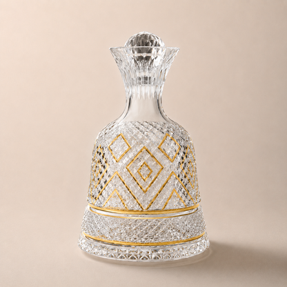 Decanter Giratório Cristallo - Lapidado Com Detalhes Dourados