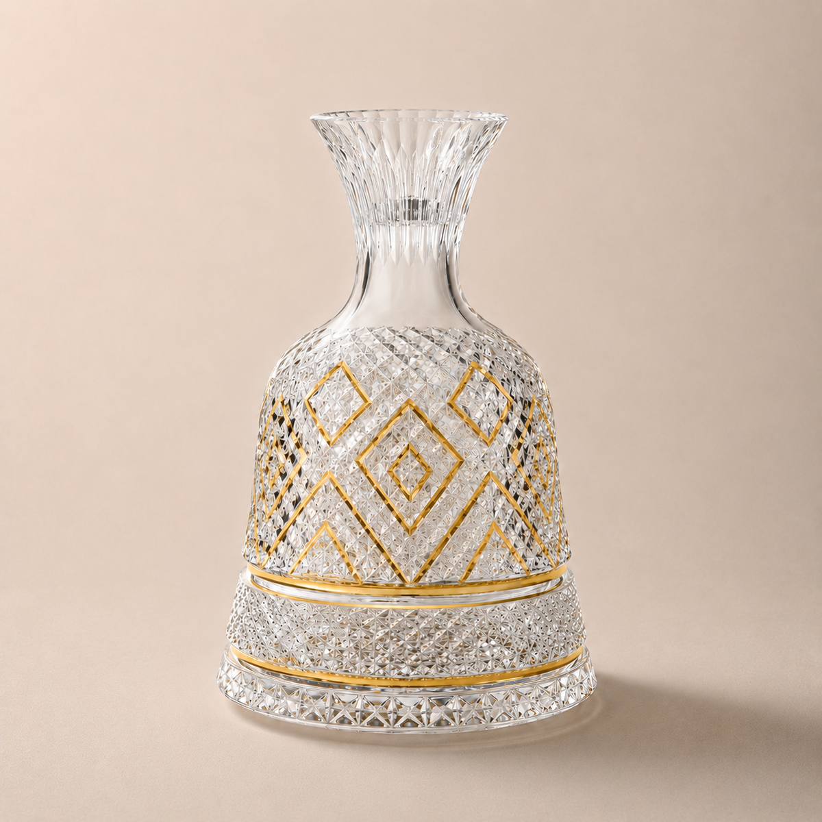 Decanter Giratório Cristallo - Lapidado Com Detalhes Dourados