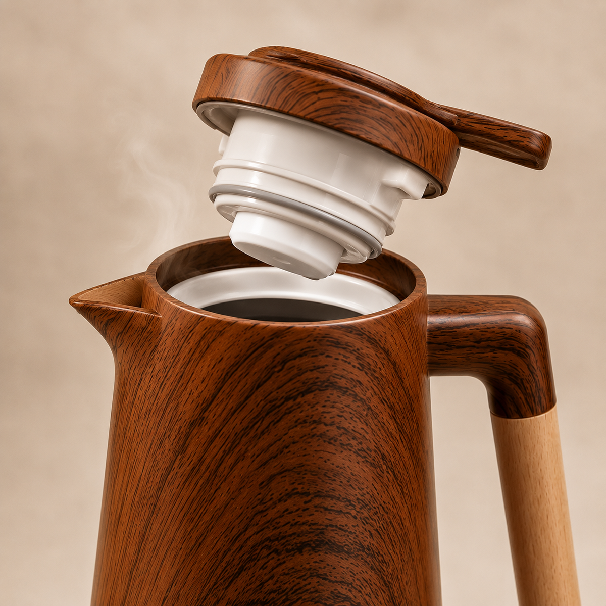 Garrafa Térmica Siena Com Acionamento Superior - Madeira Nogueira