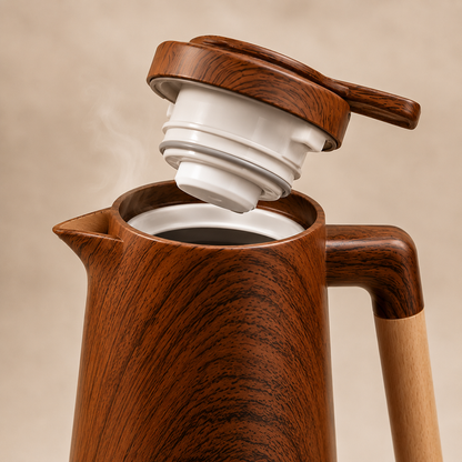 Garrafa Térmica Siena Com Acionamento Superior - Madeira Nogueira