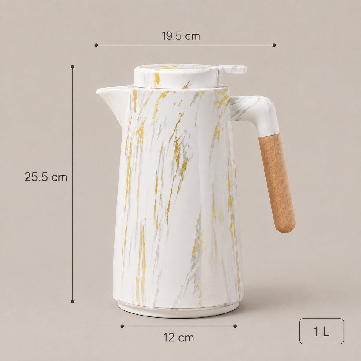 Garrafa Térmica Siena Com Acionamento Superior - Mármore Branco