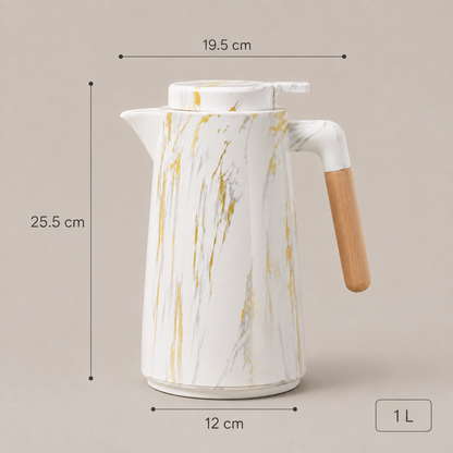 Garrafa Térmica Siena Com Acionamento Superior - Mármore Branco