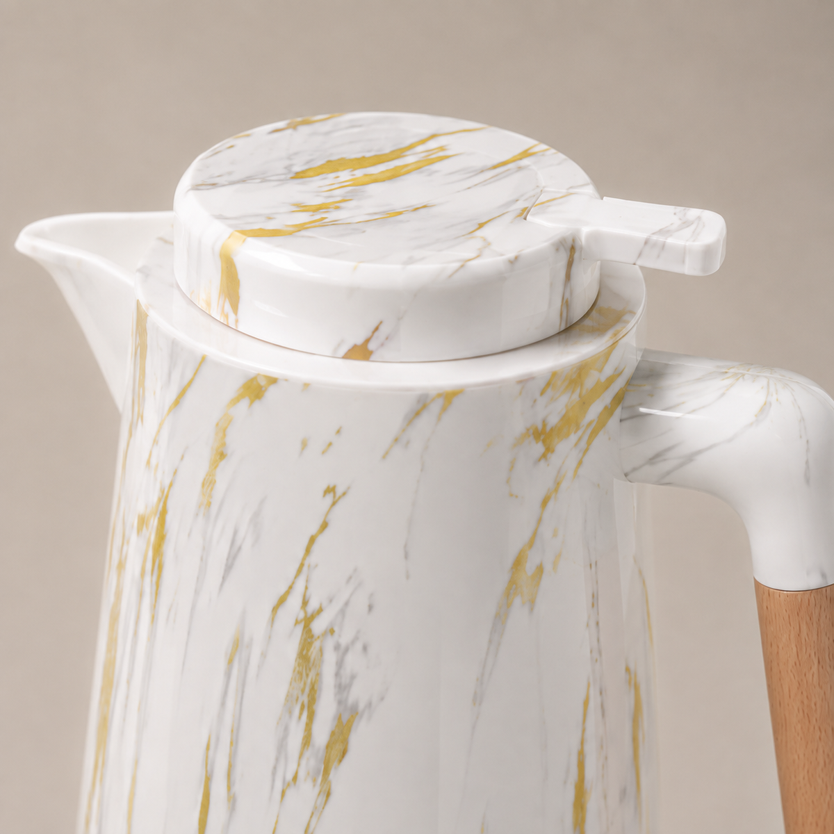 Garrafa Térmica Siena Com Acionamento Superior Mármore Branco