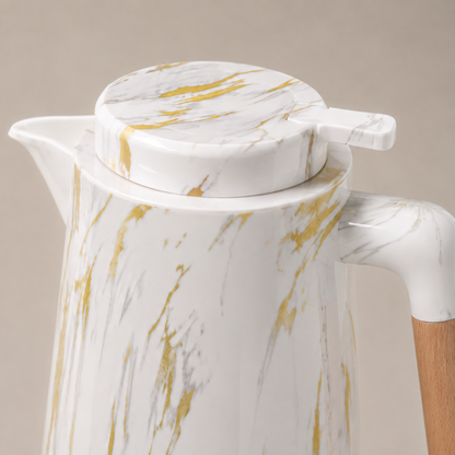 Garrafa Térmica Siena Com Acionamento Superior Mármore Branco