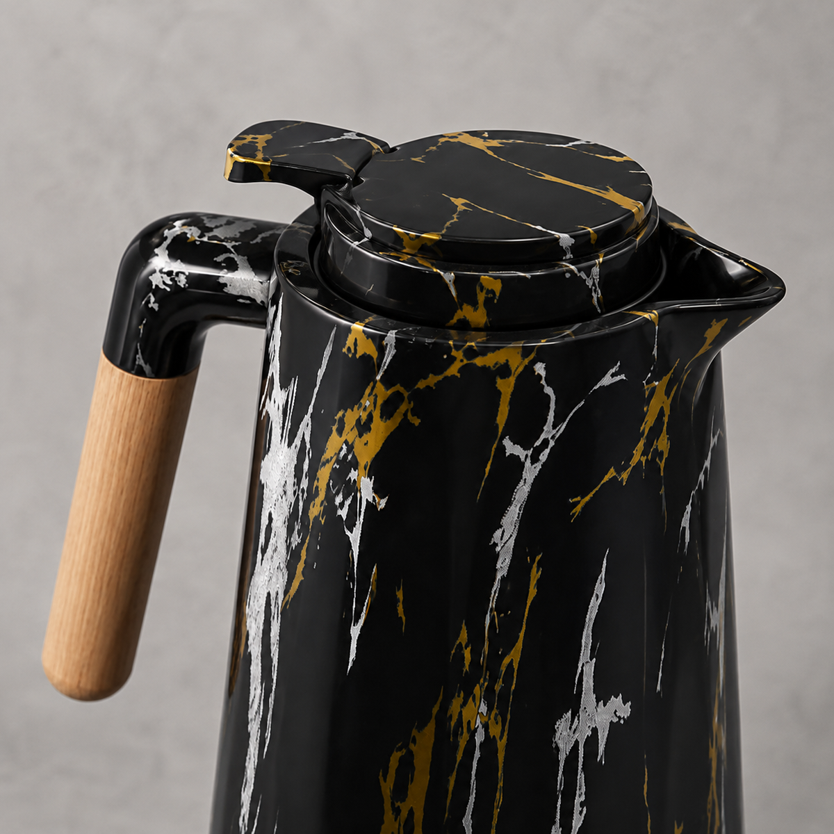 Garrafa Térmica Siena Com Acionamento Superior Mármore Preto