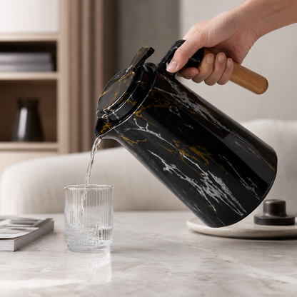 Garrafa Térmica Siena Com Acionamento Superior Mármore Preto