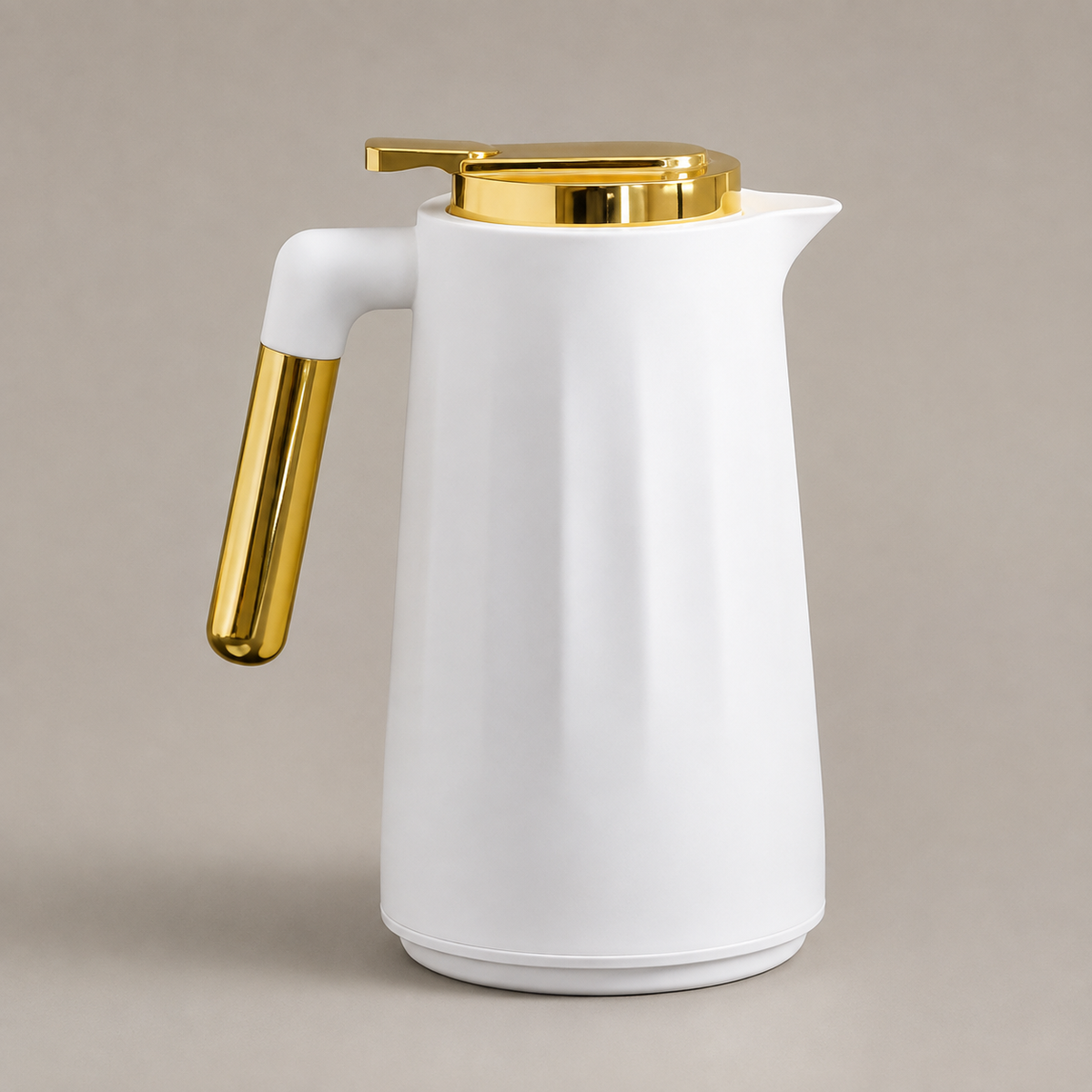 Garrafa Térmica Siena Com Acionamento Superior - Branco e Dourado