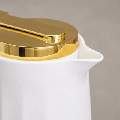Garrafa Térmica Siena Com Acionamento Superior - Branco e Dourado