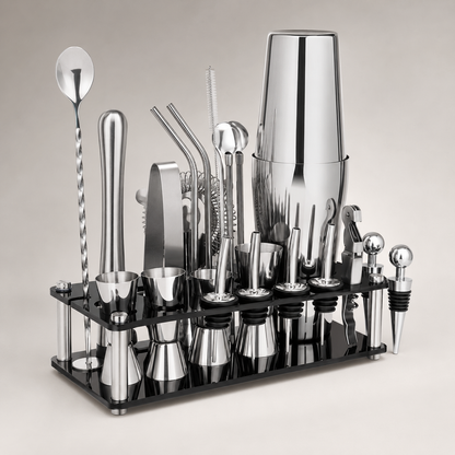 Kit de Coquetel Boston Com Base Acrílica Preta - 23 Peças