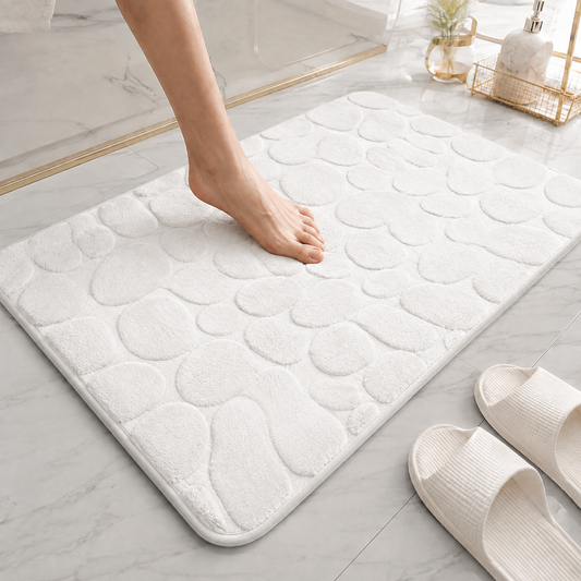 Tapete De Banho Com Relevo De Pedras - White