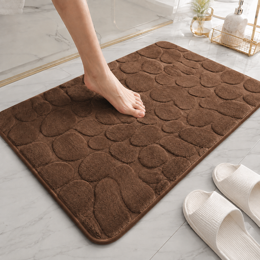 Tapete De Banho Com Relevo De Pedras - Coffee