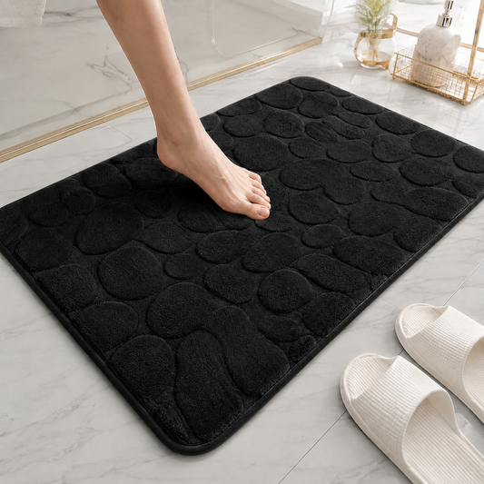 Tapete De Banho Com Relevo De Pedras - Black