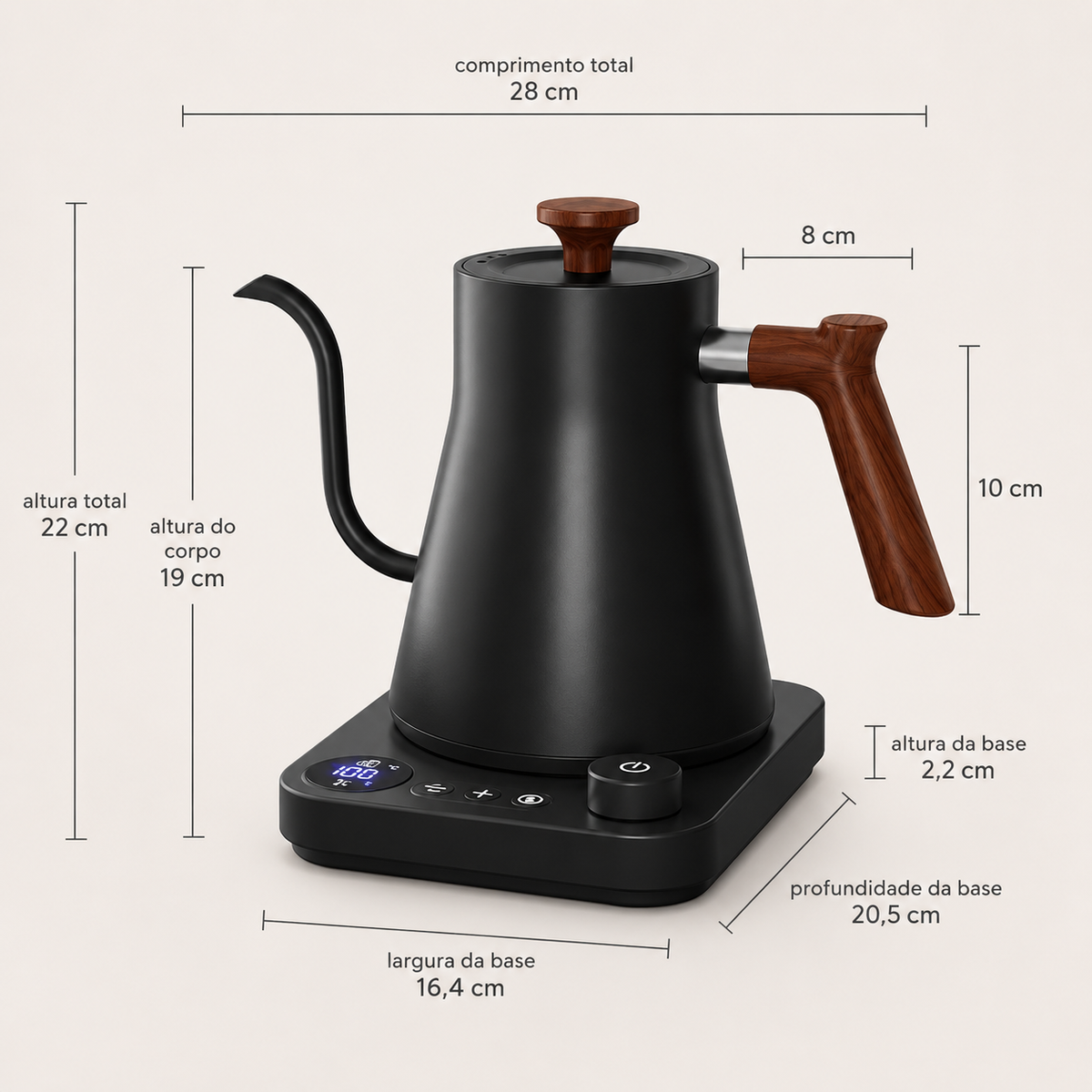 Chaleira Elétrica De Precisão Com Bico Gooseneck 110V - Black